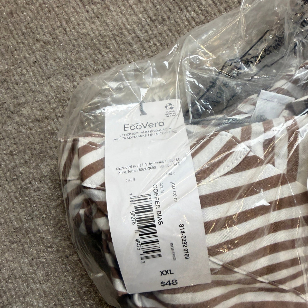 MSRP $48 Liz Claiborne Womens XXL Coffee Bias Split 3/4 Sleeve Tunic Top Crew N