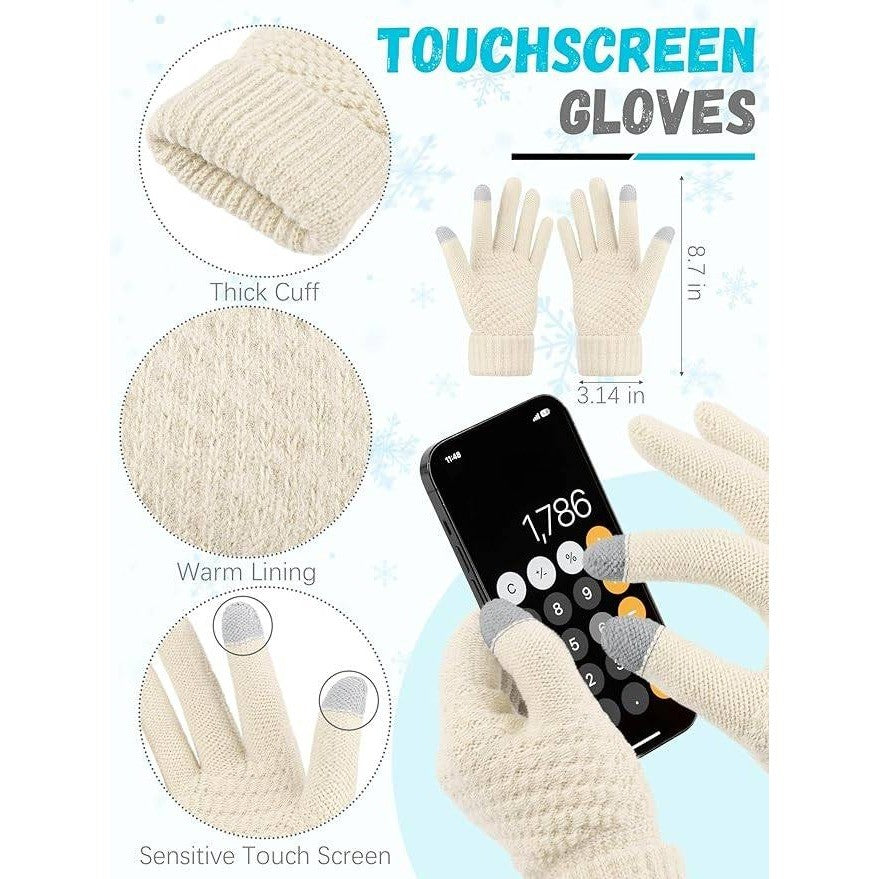 MSRP $31 Winter Beanie Hat Scarf Gloves Set Warm Fleece Knit Hats Touch Screen