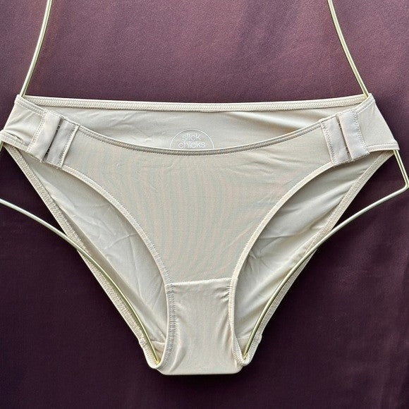 Set of 2 Women's Black/Beige Sz XS Slick Chicks Hi-Cut Brief Panties