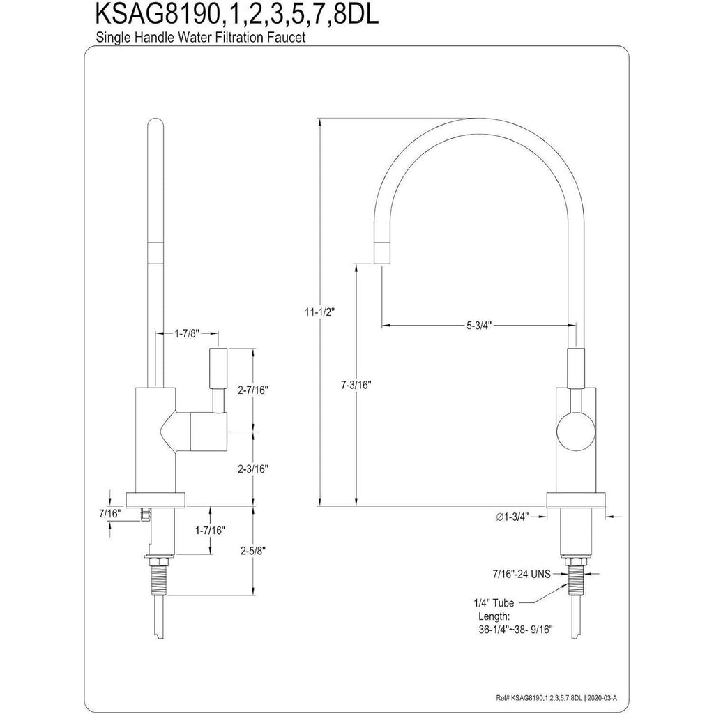 Kingston Brass KSAG8193DL Antique Brass RO Water Filtration Faucet Air Gap