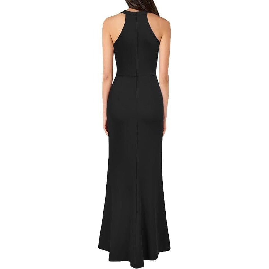 Large WOOSEA Women Sleeveless V Neck Bodycon Mermaid Split Evening Cocktail Long
