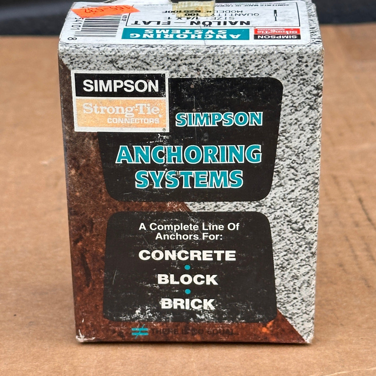 Pack of 100 Simpson Strong-Tie 1/4 x 1 Nailon Flat Pin Drive Anchors N25100F