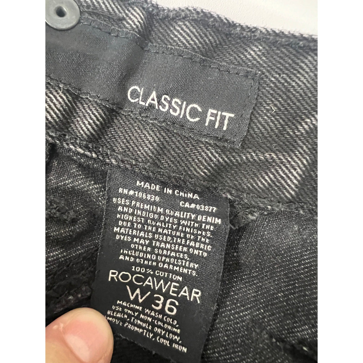 Rocawear Denim Jeans Men's W36 Black Gray Classic Fit Adult Stonewash