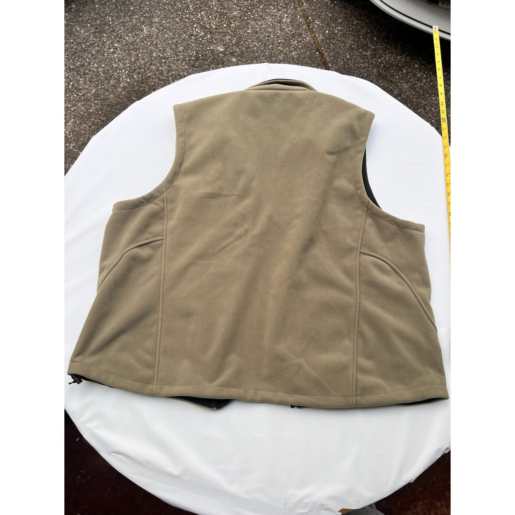 Iceburg Vest Mens Size 2XL Beige Fleece Full Zip Tech Pockets Warm
