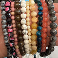 Set of 10 Natural Gemstone Round Beads Strands 15" Sizes 6,8,10 mm 14oz №B5