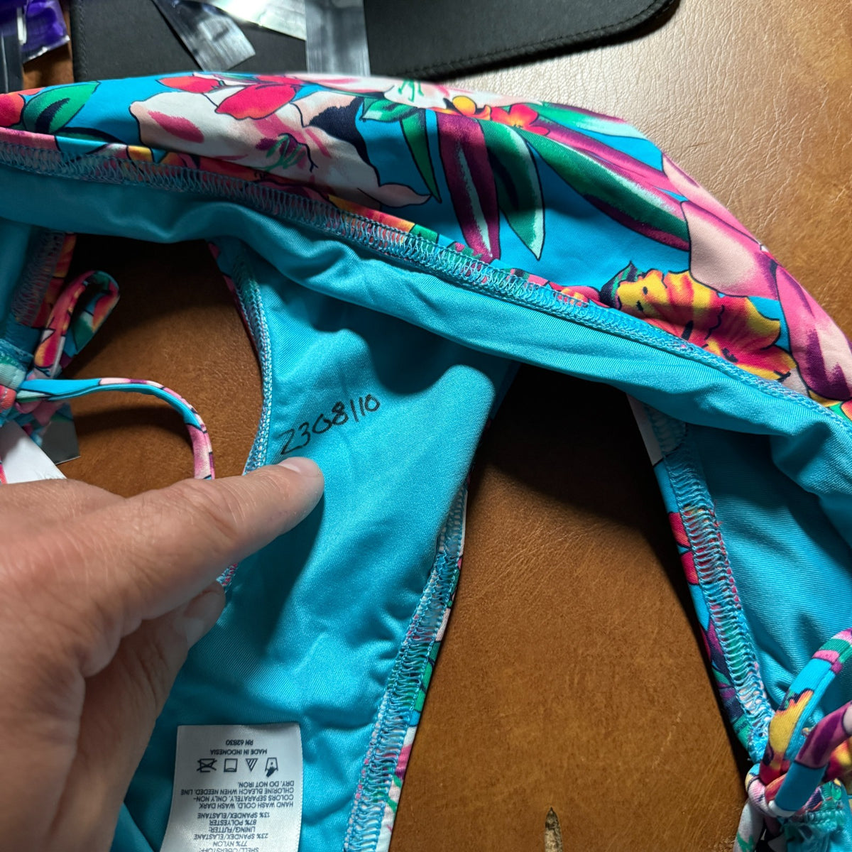 Lands' End Women's XS UPF 50 Adjustable High-Waist Bikini Bottoms Turquoise Lily
