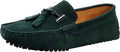 Santimon Men's US 9 Green Suede Tassels Slip-On Loafers Casual Dress Shoes