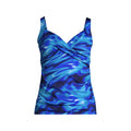 Lands' End Women's 4R, 2L-8L V-Neck Wrap Underwire Tankini Swimsuit Top Electric