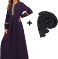 Abetteric Women's Muslim Abaya Dress w/ Hijab Zipper Islamic Robe Pockets Maxi