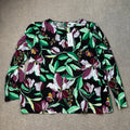 MSRP $44 Liz Claiborne Womens XXL Petite Black Floral Long Sleeve Blouse Round