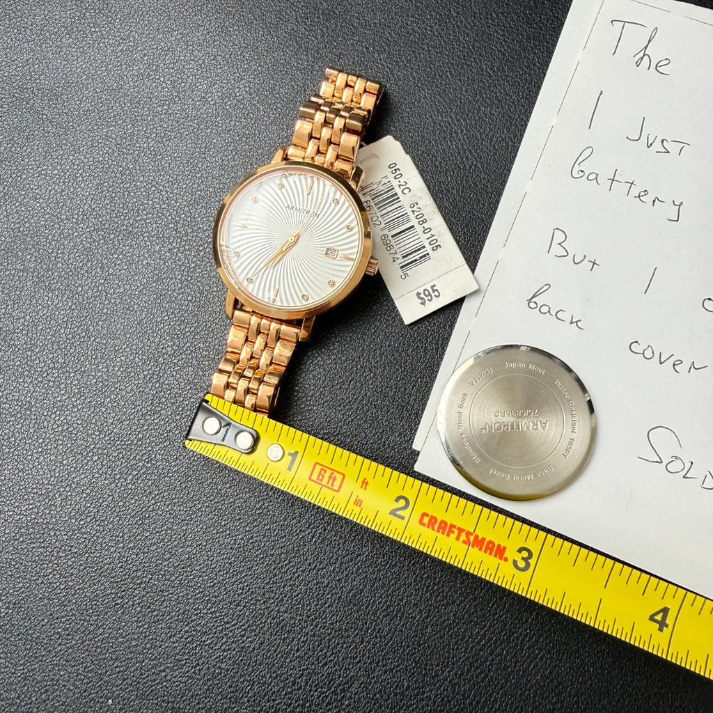MSRP $95 Armitron 75/5835RG Women's Rose Gold Bracelet Watch BACK NOT