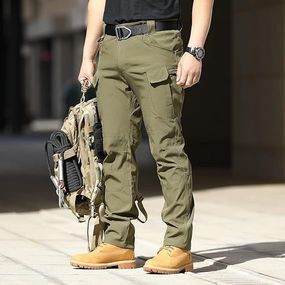 AUTIWITUA Mens Green S-XL Tactical Cargo Pants Water Resistant (NO BELT) Ripstop