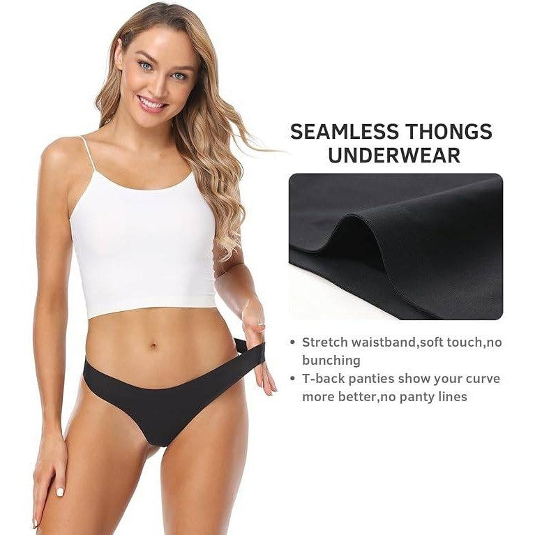 MSRP $26 Wealurre Women's L Microfiber Low Rise No Show Thong Pantie Black