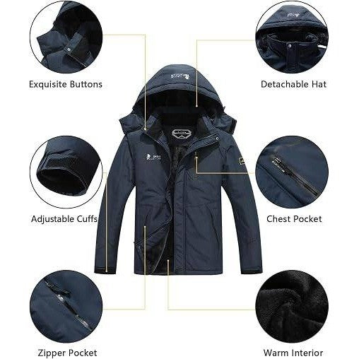 MSRP $50 MAOYSSEN Men's L Dark Blue Ski Jacket Winter Coat Fleece Lining Warm