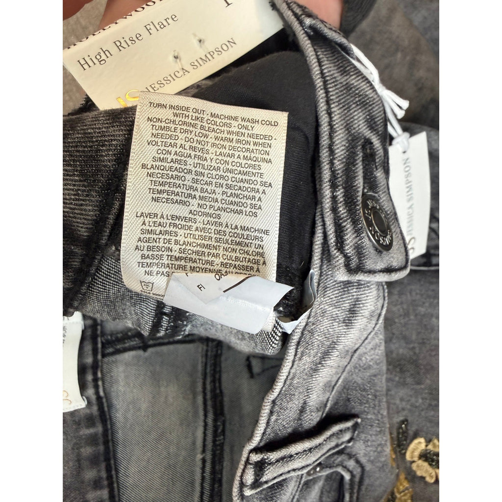 MSRP $70 Jessica Simpson Womens 10 Mesa Hollywood High-Rise Flare Jeans w/ Flora