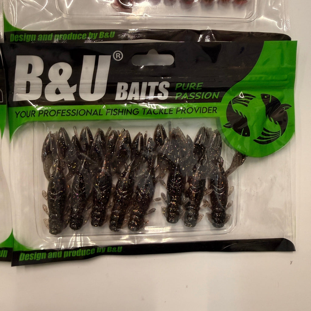 Set of 4 (8 pcs Each) B&U Soft Plastic Floating Craw Baits Fishing Lure
