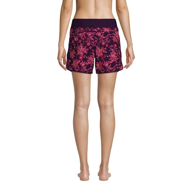 Lands End Women’s 14,14-16 LONG Quick Dry 5" Swim Board Short Floral w/ Liner