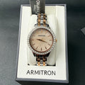 Armitron Women's 75/5802TR Silver/Rose Gold Crystal Bracelet Watch New Battery