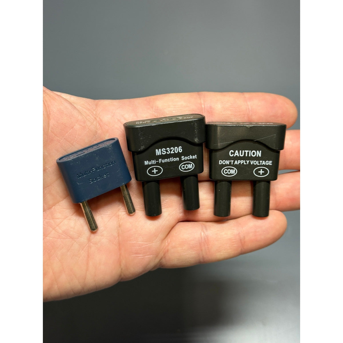 Set of 3 Multi-Function Socket Adapters - 2x MS3206 1x Blue Multimeter Accessor
