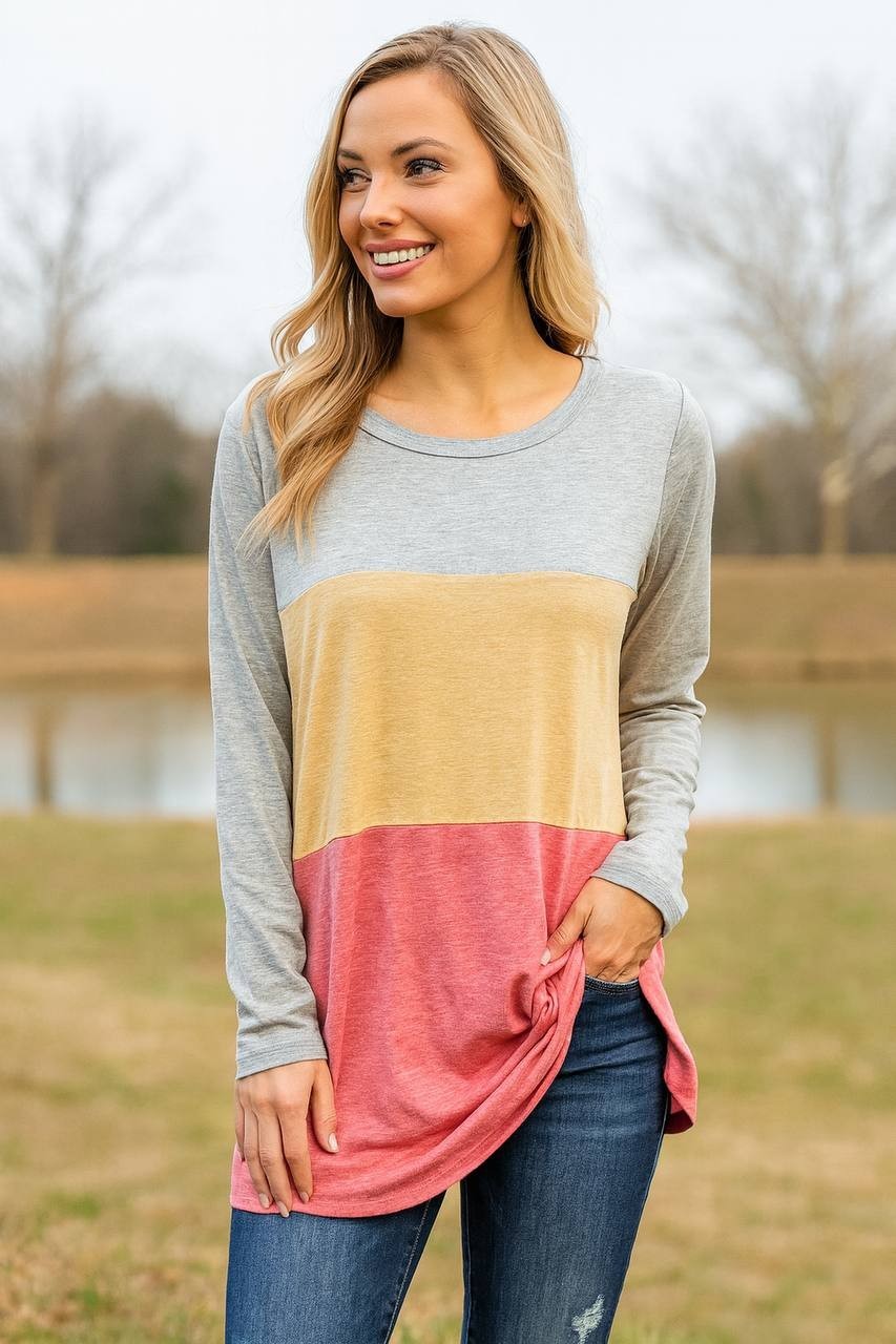 DOLNINE Womens Plus Size 14W Knotted Top Long Sleeve T-Shirt Loose Casual Blouse