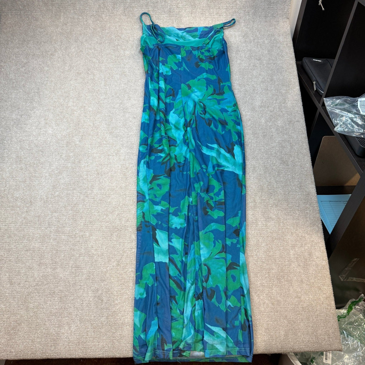 MSRP $48 PRETTYGARDEN Women's M Green Floral Summer Spaghetti Strap Maxi Dress