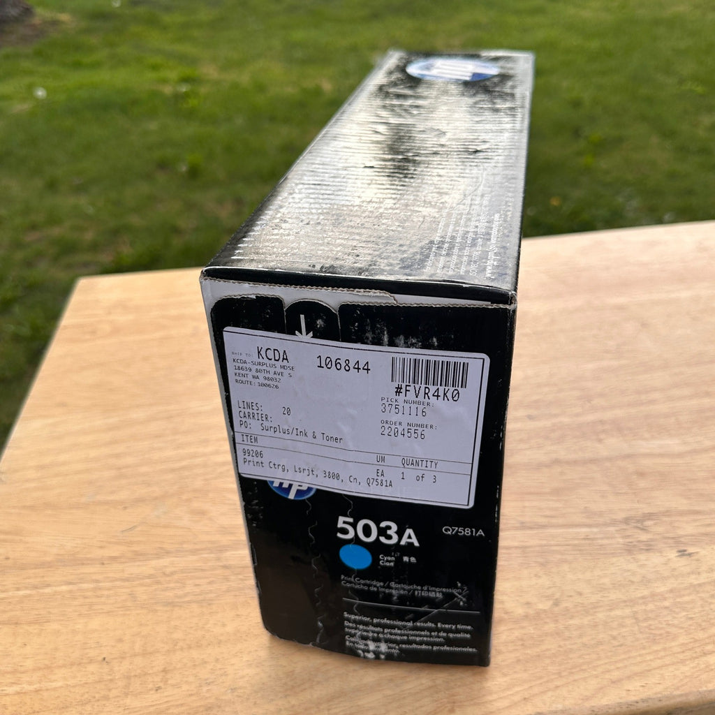 HP 503A Cyan Q7581A Print Cartridge for LaserJet CP3505, 3800 Sealed