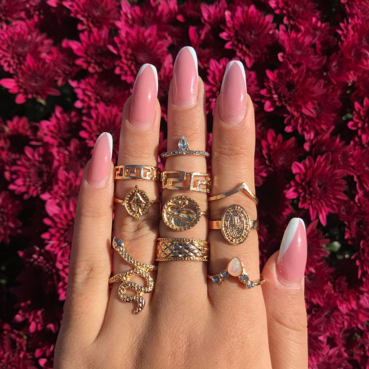10 pcs Gold Ring Set, Boho Ring Set, Snake Ring, Stackable Rings for Women