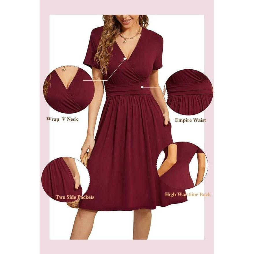 MSRP $44 WEACZZY Women's XL Summer Dress Wrap V-Neck Knee Length Party Casual