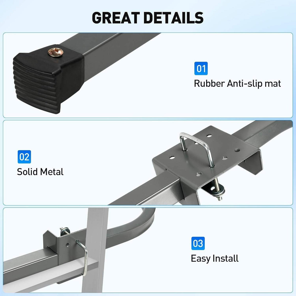 Rengue U-Shaped Ladder Stabilizer, Extension Ladder Standof for Roof Heavy Duty