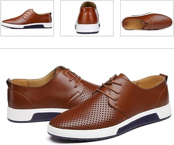 Santimon Men's US 8, 11 Brown Casual Derby Shoes Breathable Non Slip Sneakers