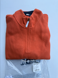 Lands’ End Men's S Bedford Rib Sweater Quarter Zip LS Spiced Apricot 447688
