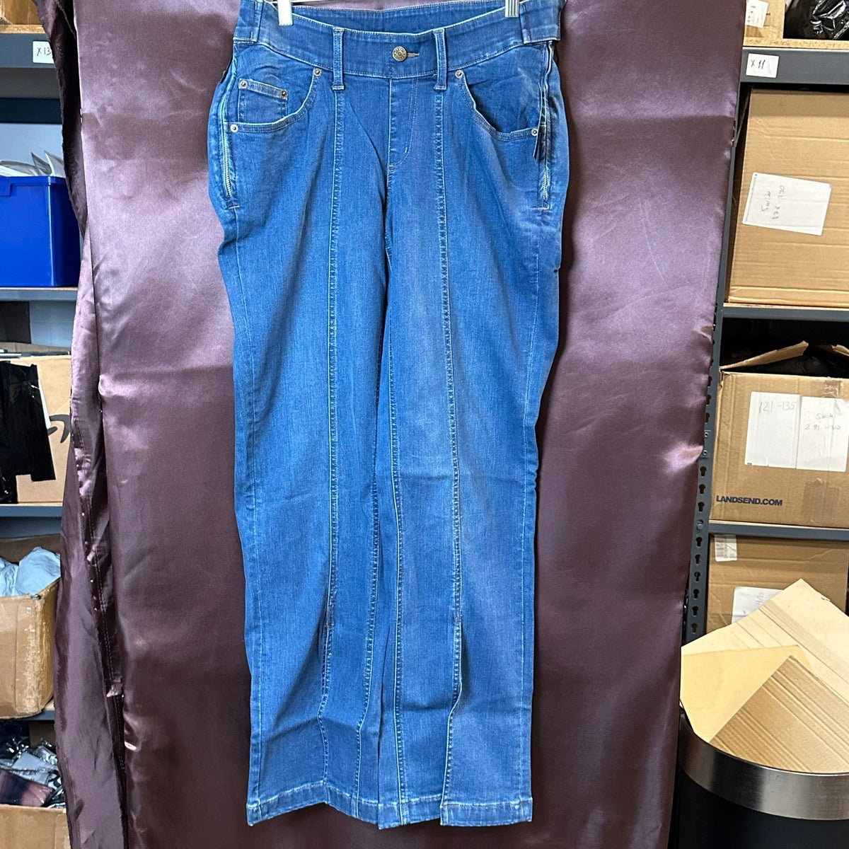 Denim & Co. Women's Medium Wash Sz 10 Adaptive Front Seam Jean Wheelchair Fit C