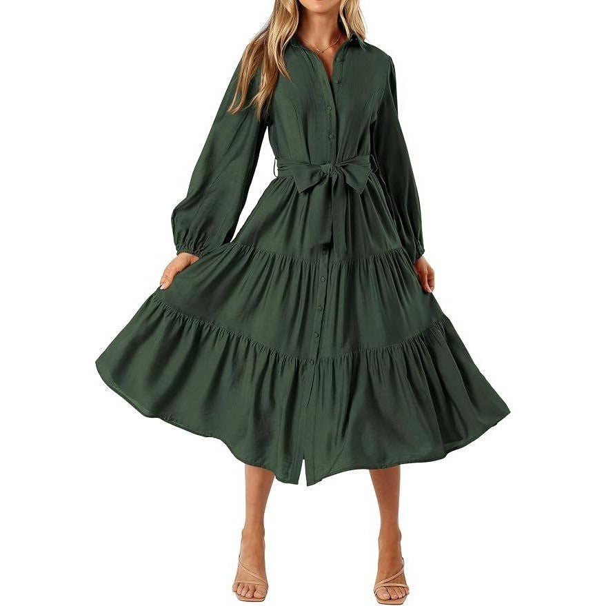 MSRP $58 MASCOMODA Women's L Fall Long Sleeve Midi Dress Casual V Neck Butt