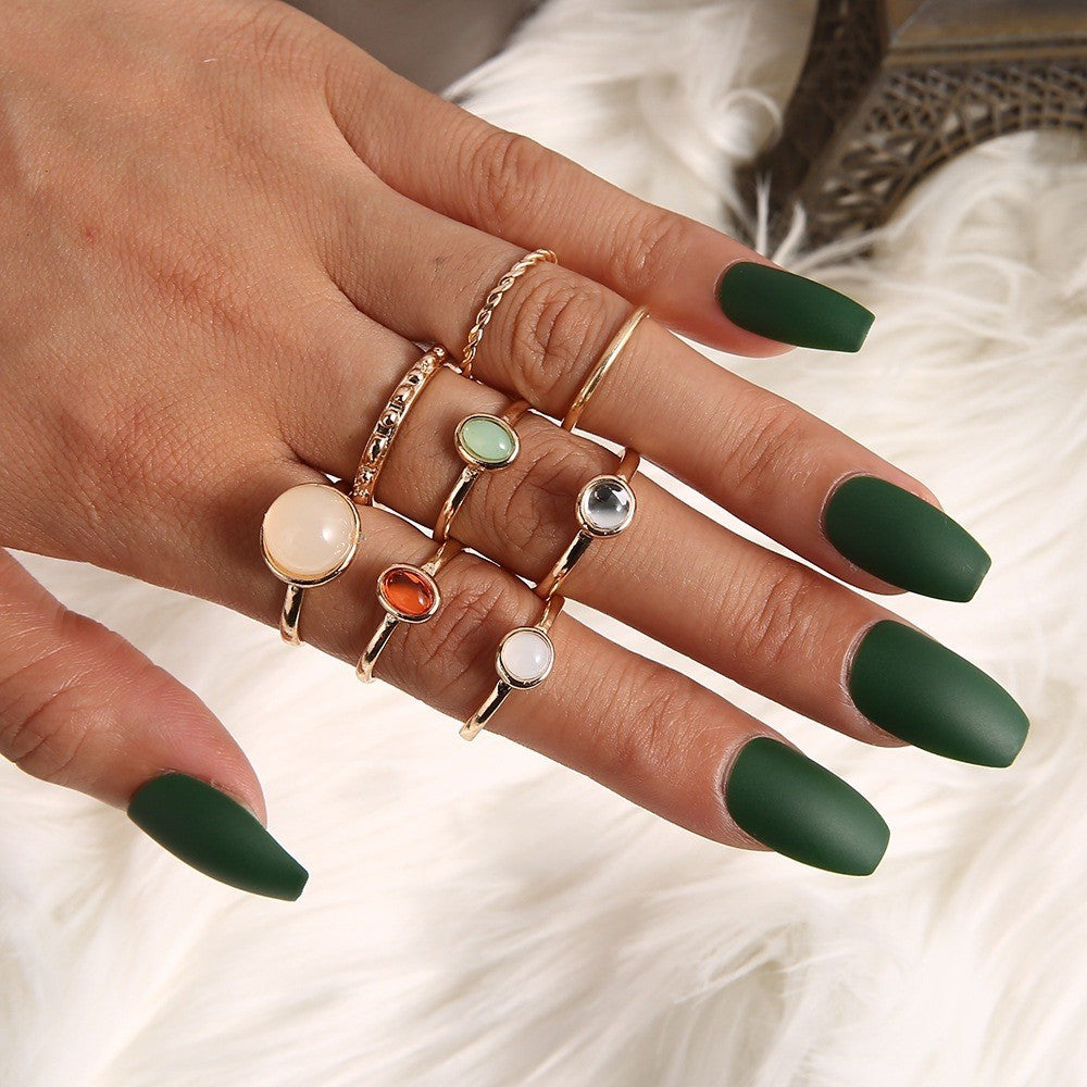 8 pcs Colourful Rings, Crystal Rings, Dainty Ring, Gemstone Rings For Women