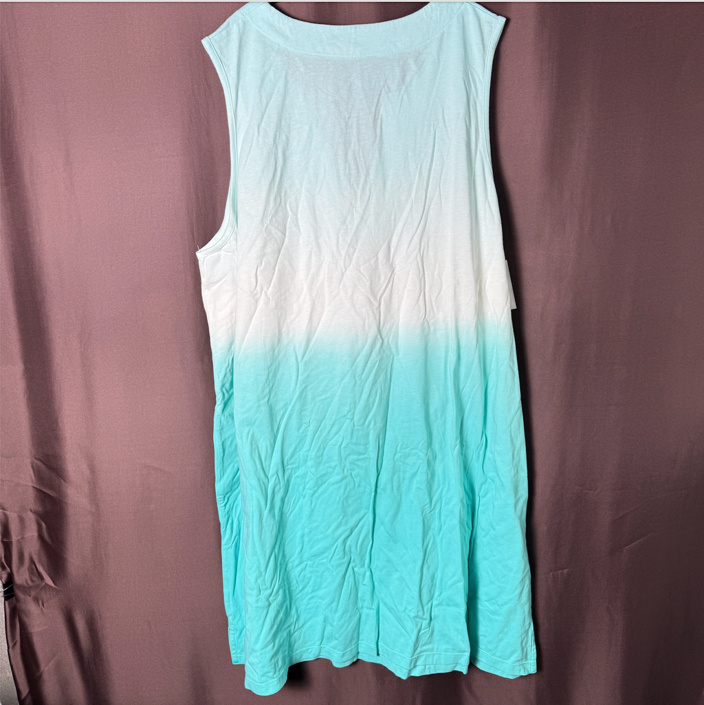 Lands' End Women's M LONG Cotton Jersey Sleeveless Swim Cover-up Dress Print