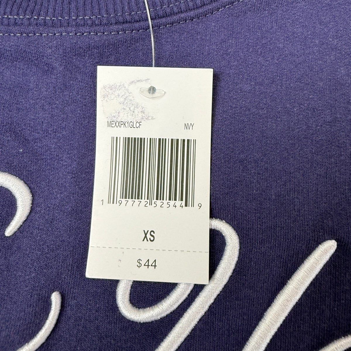 MSRP $44 Mighty Fine Women's XS Purple Embroidered Crewneck Sweatshirt