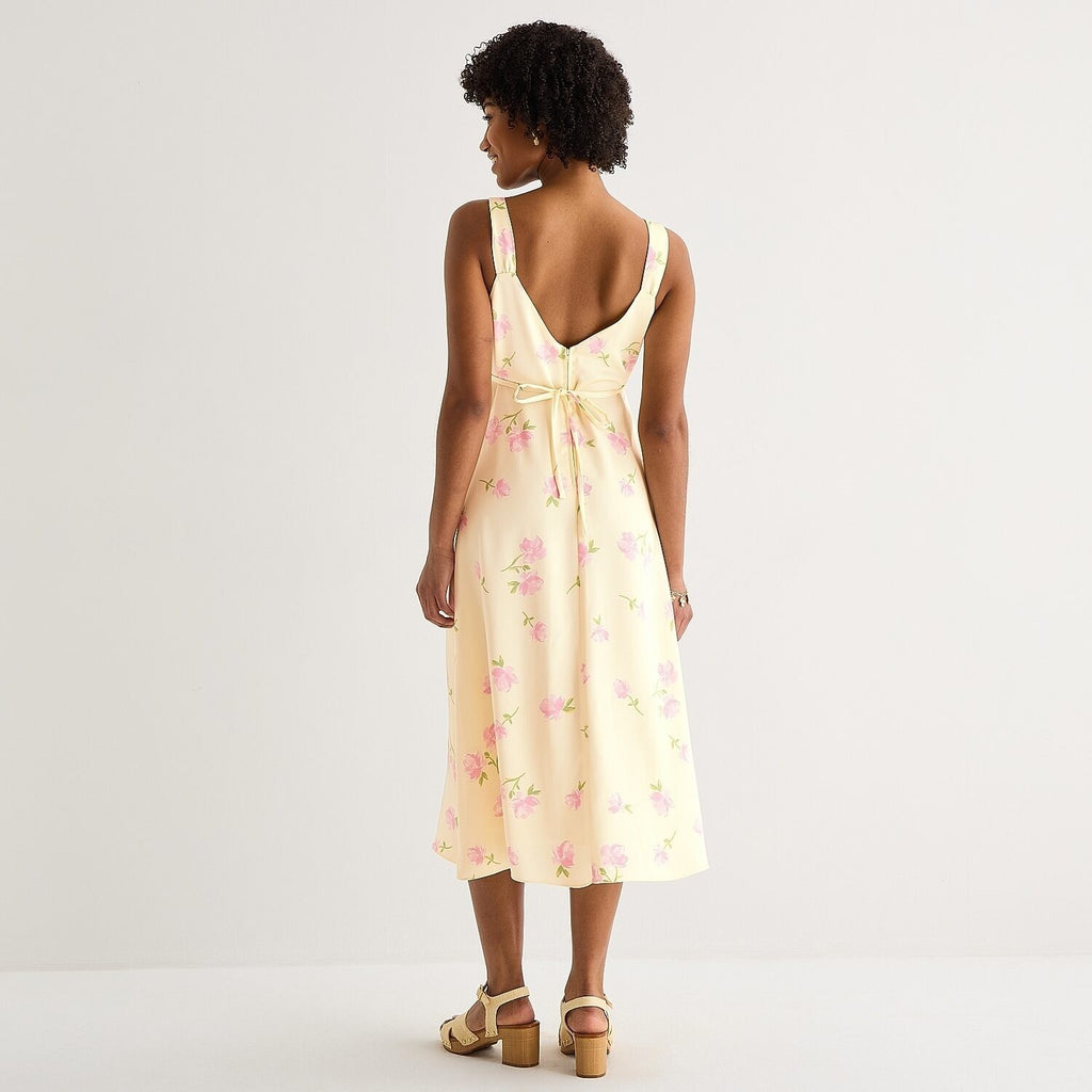 by&by Womens Juniors S Light Yellow Floral Sleeveless Midi Slip Dress