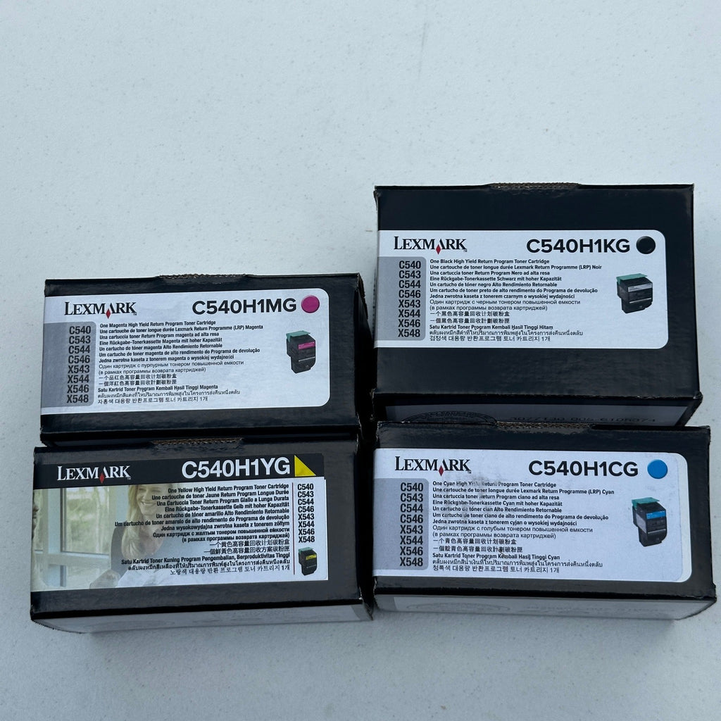 Set of 4 Lexmark C540H1MG C540H1KG C540H1YG C540H1CG Toner Cartridges C540 C543