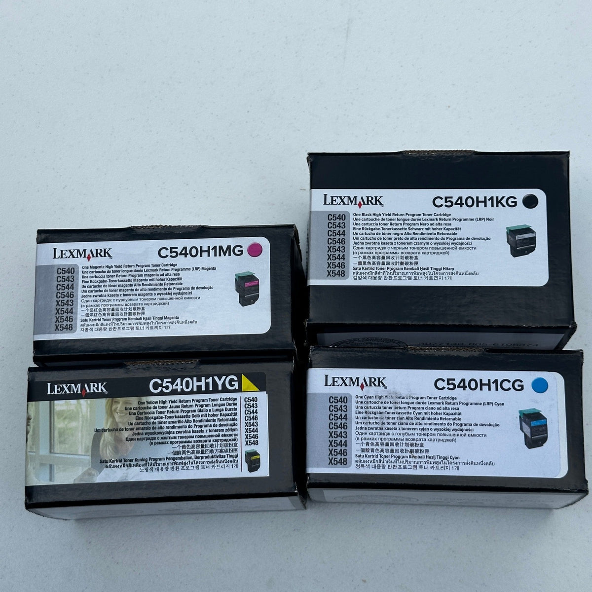 Set of 4 Lexmark C540H1MG C540H1KG C540H1YG C540H1CG Toner Cartridges C540 C543