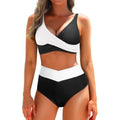 MSRP $42 Aqua Eve Womens XL Black/White 2 Piece Swimsuits High Waist Bikini Tw