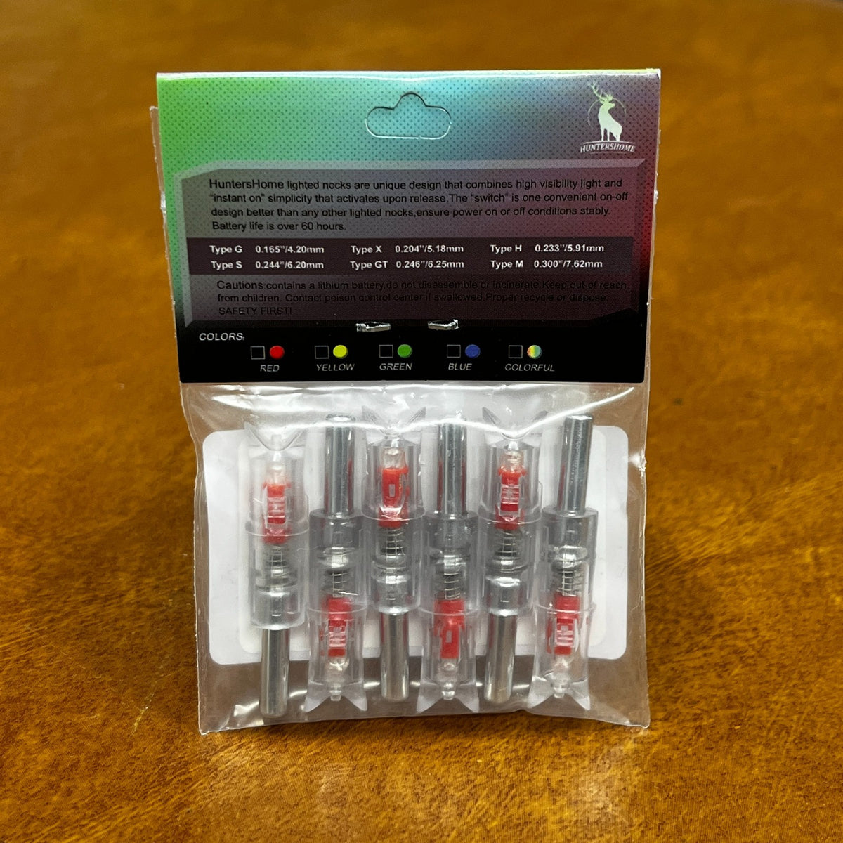 Pack of 6 LED Lighted Nocks for Crossbow Bolts 0.300"/ 7.62mm On/Off Switch