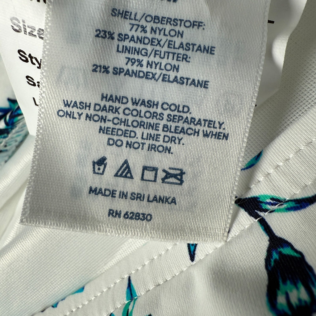 Lands' End Women's 4-8, 4-14W LONG Tummy Control Swim Skirt White/Turquoise