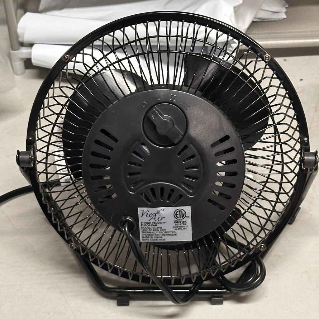 Vie Air 8" High Velocity Metal Desk and Floor Fan, Black