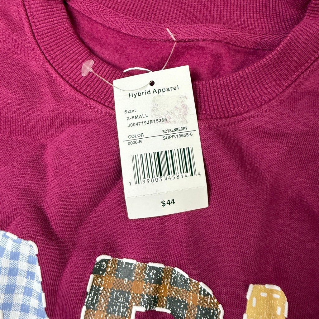 MSRP $44 Gold Rush Womens XS Boysenberry Paris 1987 Retro Sweatshirt Long Slee