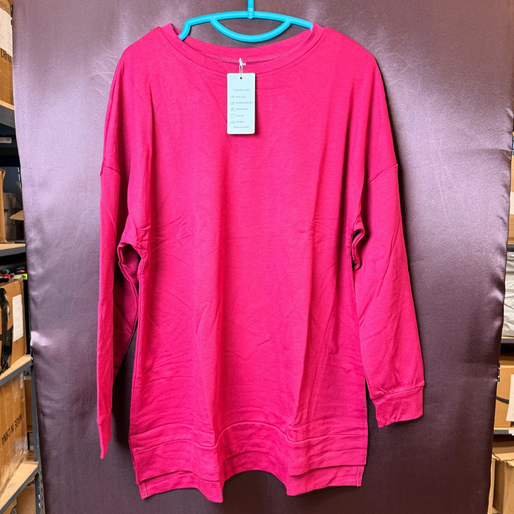 DOLNINE Plus-Size 14W-16W Womens Casual Sweatshirt Top Side Slit Pullover Shirt