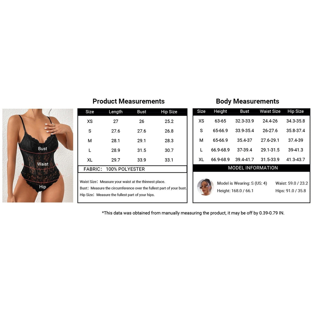 MSRP $39 Milumia Women's M Black Sexy Mesh Lace Bodysuit Spaghetti Strap Busti