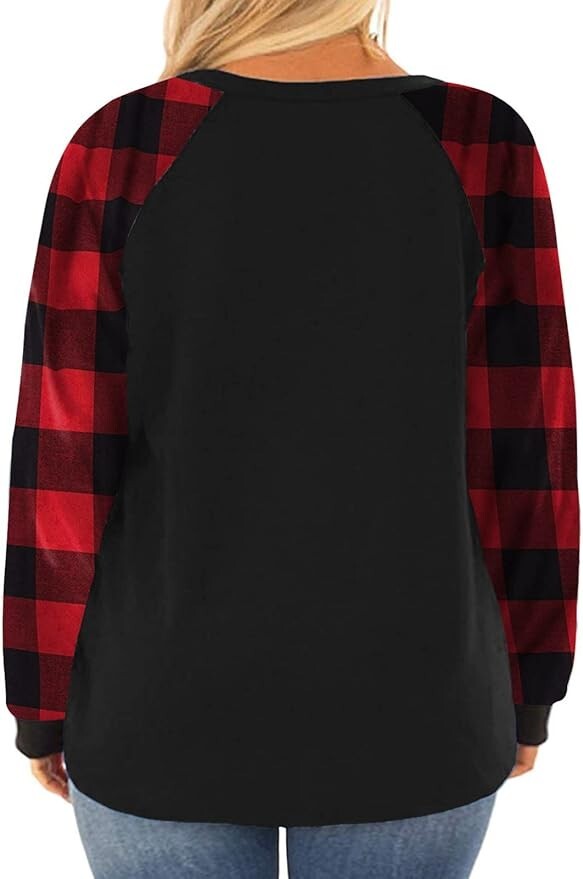 ROSRISS Womens Plus Size 14W Long Sleeve Tunic Crewneck Colorblock Striped Tee
