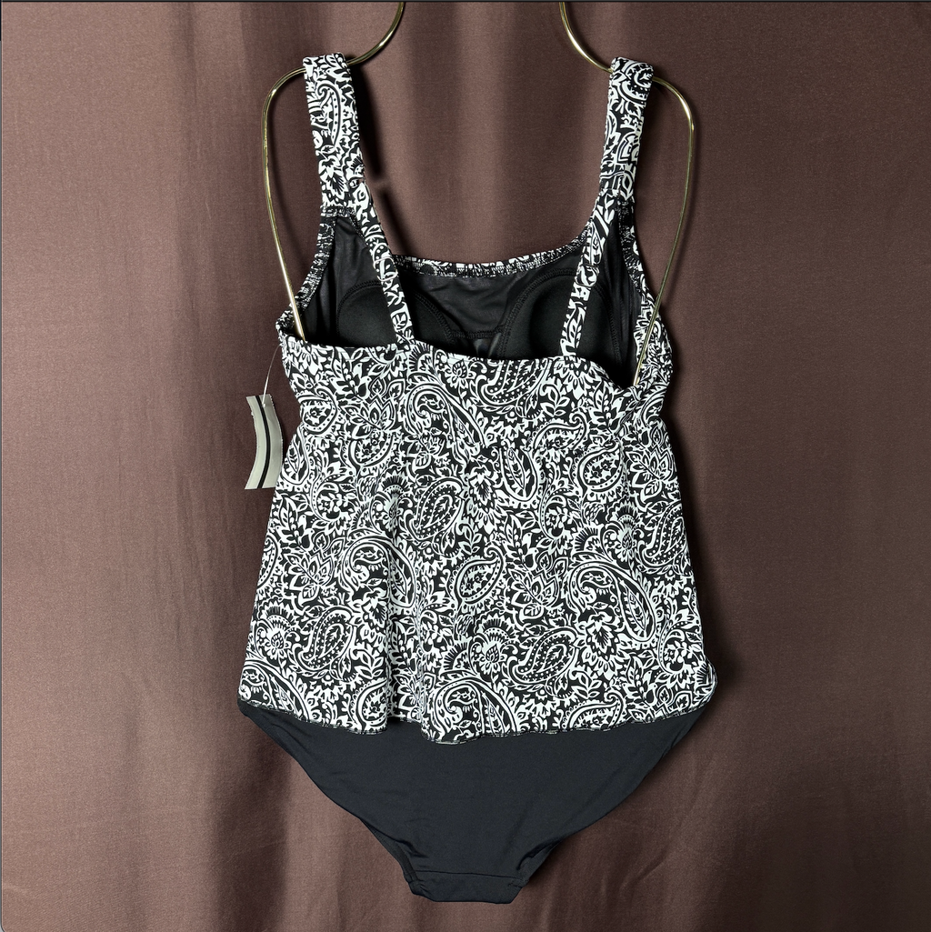 Lands' End Women's XS, XS-S LONG Flutter Fauxkini One Piece Swimsuit Chlorine Re