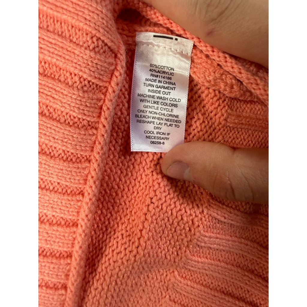 MSRP $44 A.N.A Womens M Coral Frost Crew Neck Short Sleeve Pullover Sweater