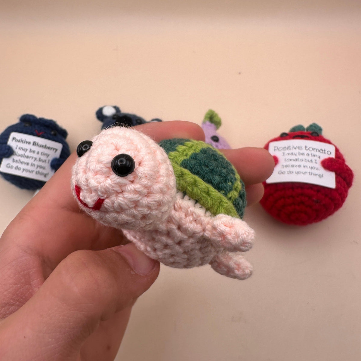 Set of 6 Emotional Support Crochet Fruits, Veggies & Animals, Amigurumi, Funny
